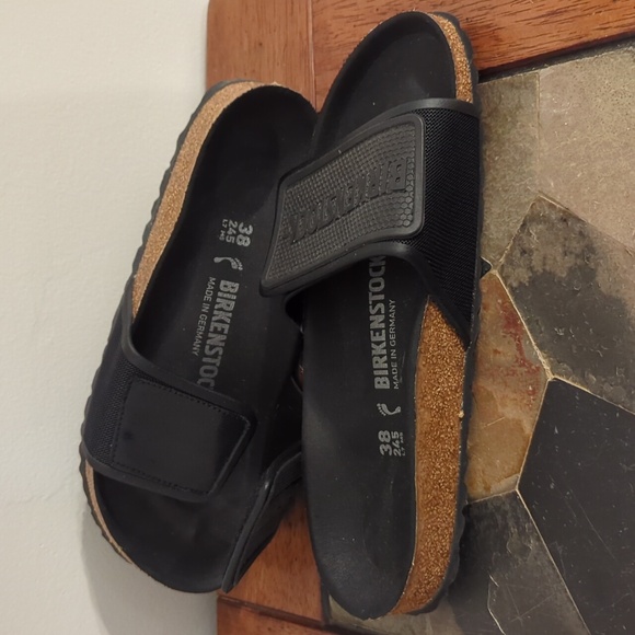 Birkenstock Men's Tema Black Microfiber Narrow Slides/Sandals - Size 38 new - Picture 4 of 6